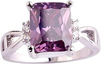 Vista 10 de Anillo solitario chapado en plata 925 con circonita cúbica de amatista artificial para mujer