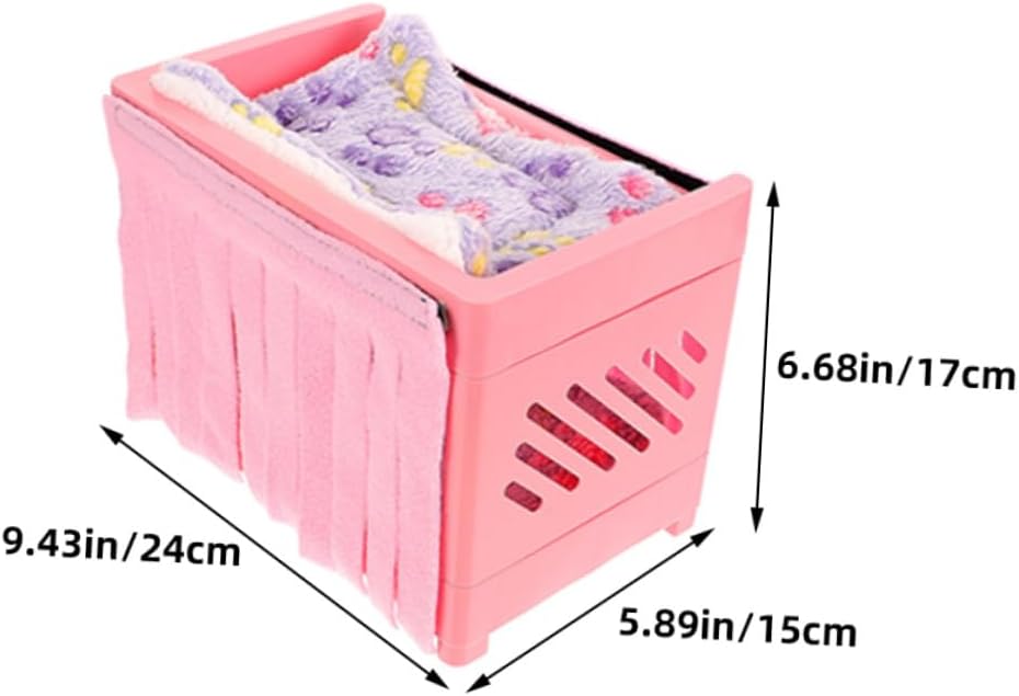 Abaodam Small Animal Bunk Bed Set with Mats and Blankets, Hamster Hideout Cave Bed, Double-Layer Sleeping House for Guinea Pigs and Hamsters, Soft Cozy Shelter for Small Pets Random Color