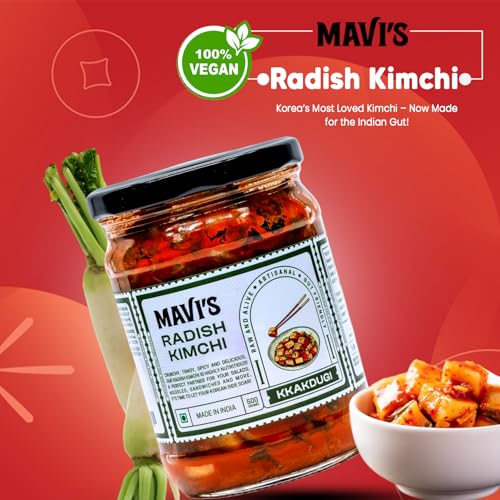 Image of MAVI's Radish Kimchi | Korean Kimchi | Artisanal Probiotic Pickle | Natural, Organic & Vegan | No Preservatives, No Artificial Flavour or Colour | 500g Each (Pack of 2)