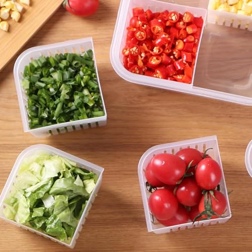 Image of Shuttle Art 9 compartment Ginger And Garlic Storage Box Refrigerator Multi-compartment Double-packed Frozens Draining Water Preparation Box Fruit Garlic Minced Fresh-keeping Box