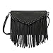 HDE Women's PU Leather Hobo Fringe Crossbody Tassel Purse Vintage Small Handbag