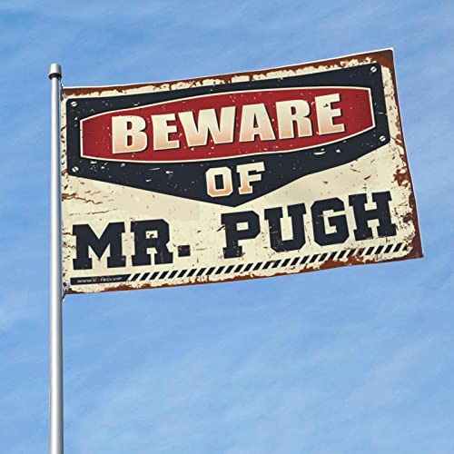 Man Cave �f�R���[�V���� Beware Of Mr. Pugh �t���b�O ���� ���̎q �j�� ���A �t���b�O (152X244CM)