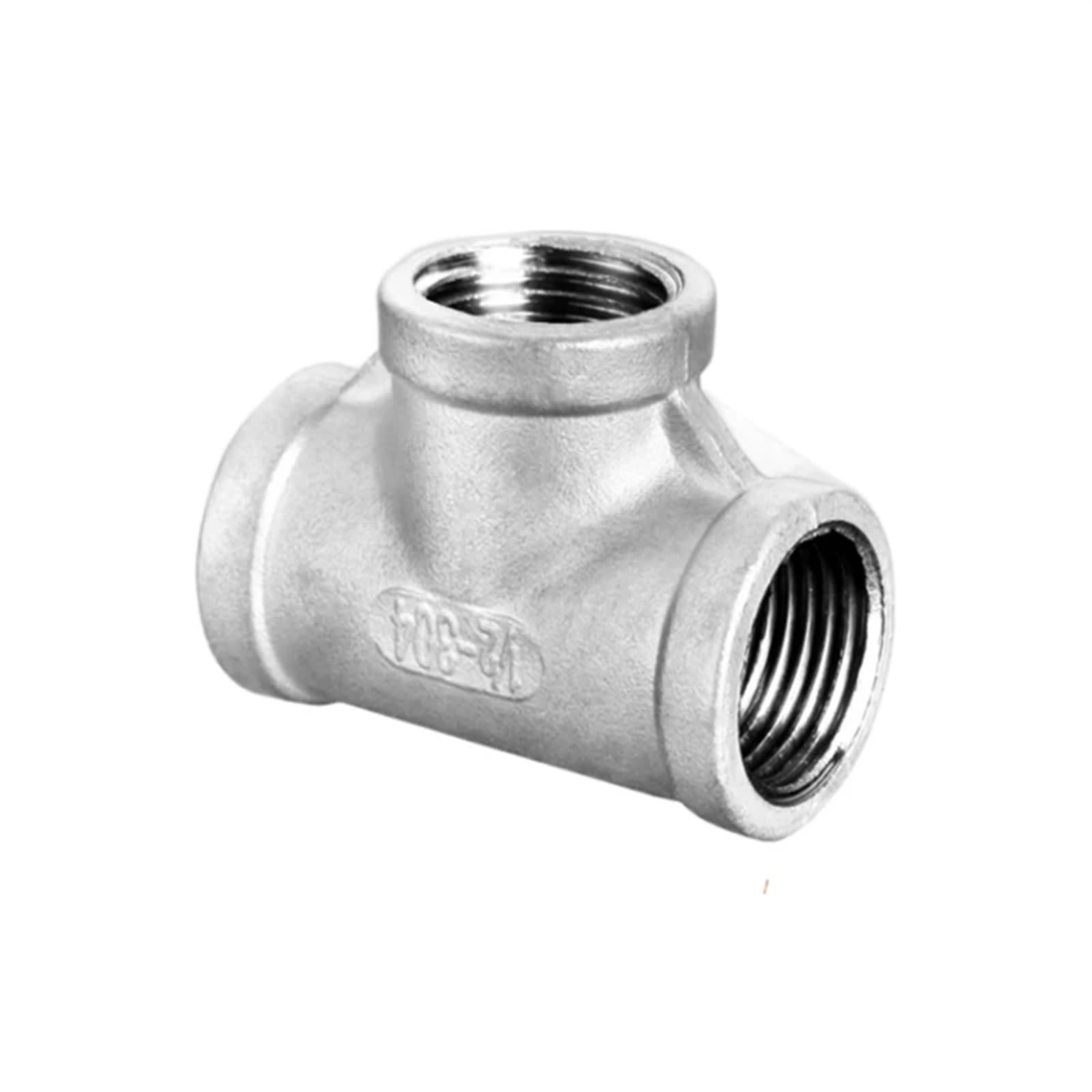 Conector en T de 3 vías Accesorio de tubería en T 3 vías con Rosca Macho + + Hembra, DN6/DN8/DN15/DN25, 1/4", 1/2", 3/4", 1", 1-1/4", BSP, Acero Inoxidable(Male Female Thread,1")