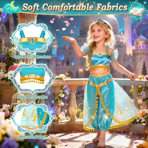 Princess Costumes for Girls, Princess Dress up Clothes for Girl 4-6 — view 2