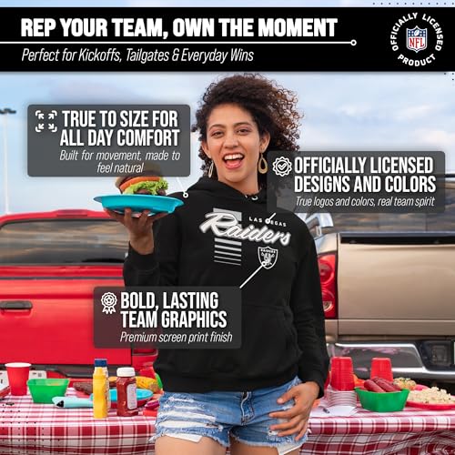 Team Fan Apparel NFL Adult Unisex Retro Script Ultra Soft Fleece Hooded Sweatshirt, Officially Licensed Football Performance Hoodie (Las Vegas Raiders - Black, X-Large) - Image 5