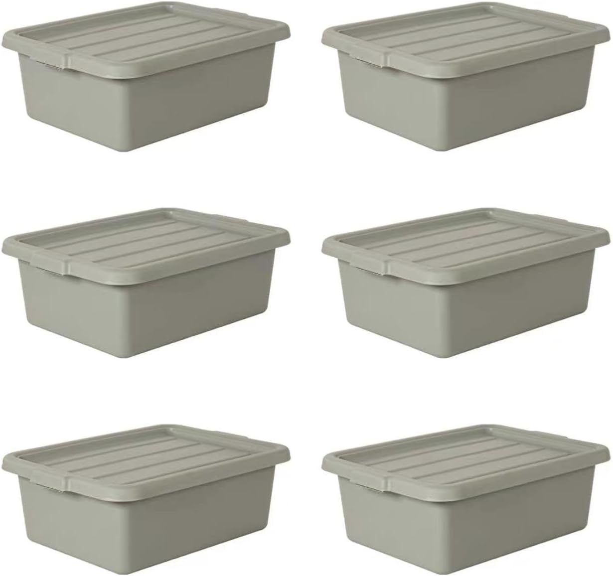 6-Pack 9-Gallon Commercial Meat Lug with Lids, Heavy-Duty Plastic Bus Tubs for Food Prep, Dishwashing, and Restaurant Storage, Gray