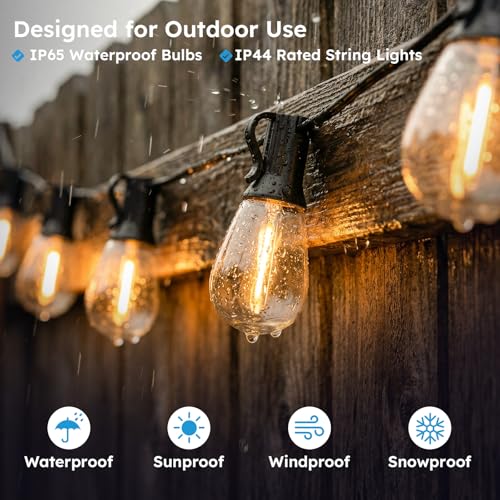 GvvooHome 200FT Outdoor String Light with S11 Plastic Bulbs, Low-Voltage LED Patio Light with App & Remote, Music Sync, 4 Lighting Modes, Dimmable & Waterproof for Backyard, Porch, Garden, Deck, Party by GvvooHome - Image 6