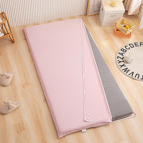 Funda de futón 100% algodón suave para colchón Shikibuton, lavable, a prueba de polvo, color rosa, tamaño Queen (150 x 200 cm) con cierre de cremallera, ideal para ropa de cama tradicional.