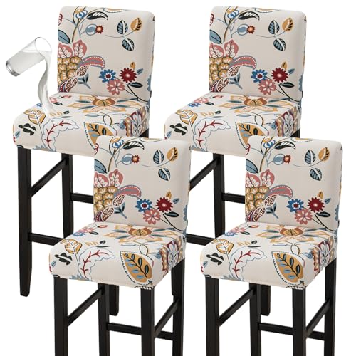 Image of Bar Stool Covers Counter Chair Slipcovers Set of 4,Color 03 | Stretch Barstool Seat Covers,Washable Removable Pub Tall Stool Slipcover,Bar Chair Cover for Kitchen Dining Room Cafe