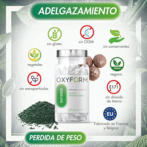 Oxyform - Supresor Apetito & Pérdida de Peso Natural - 60 Cápsulas - Complemento Alimenticio - Konjac Glucomanano Espirulina - Saciedad & Tratamiento Adelgazante - Antioxidante - Fabricado en Bélgica Oxyform - Supresor Apetito & Pérdida de Peso Natural - 60 Cápsulas - Complemento Alimenticio - Konjac Glucomanano Espirulina - Saciedad & Tratamiento Adelgazante - Antioxidante - Fabricado en Bélgica