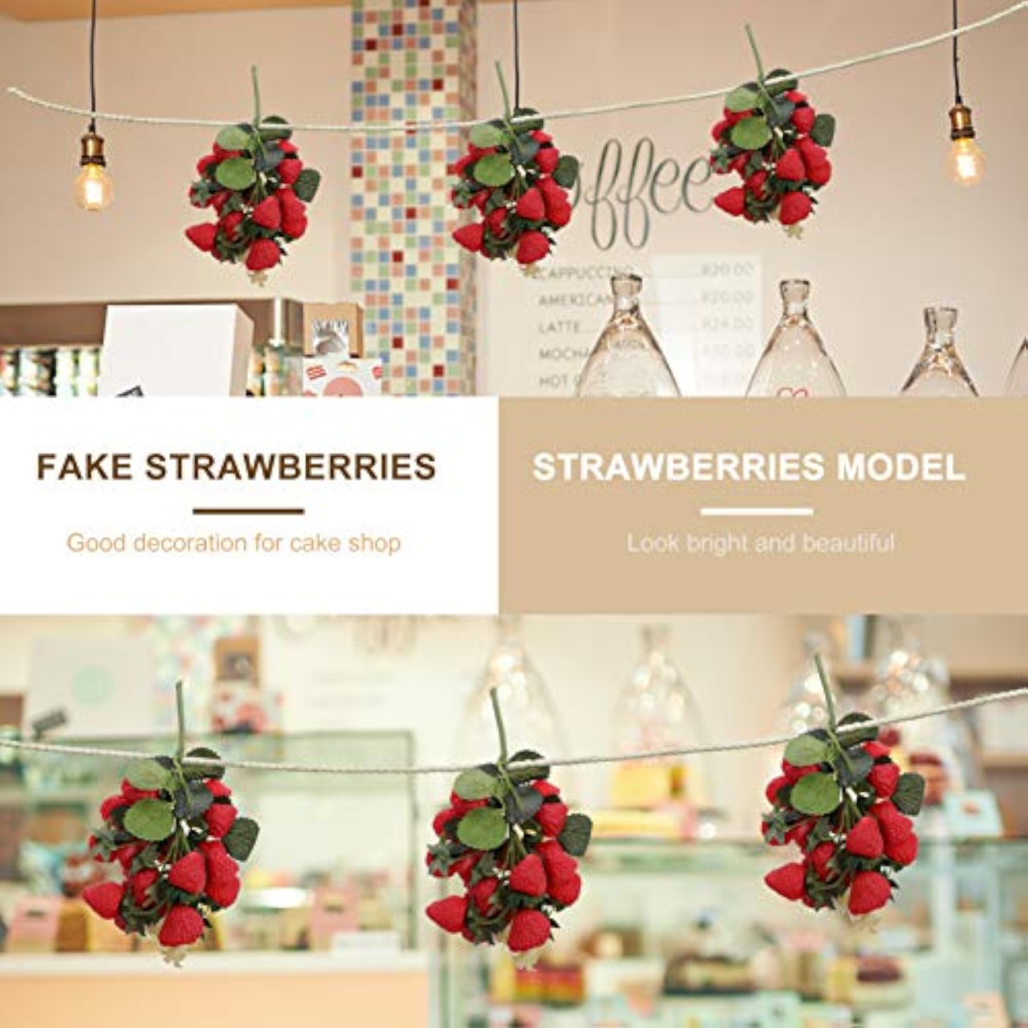 Hanging Artificial Strawberry Foam Fruit Ornaments for Decor