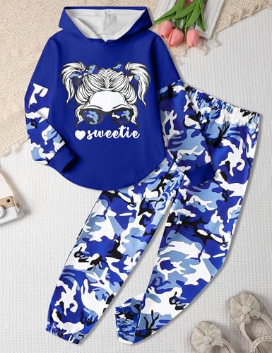 Image of Girls Fall Outfits Sweetie-girl Hoodie and Camo Pants Size 6-16