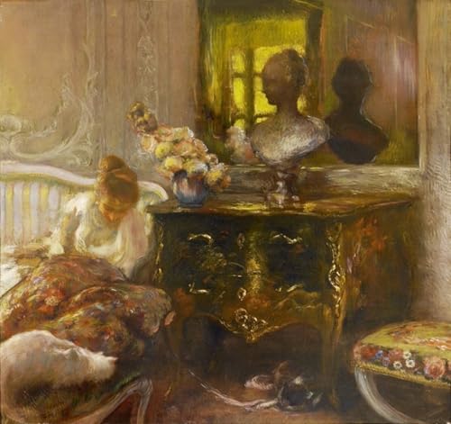 Tableau Femme sur Sette avec Chats Espiègles Gaston De - Impression sur Toile 60x90cm