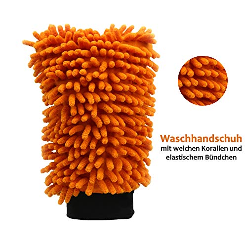 Putzglanz Premium Alloy Wheel Brush and Microfibre Car Wash Mitt Orange/Black