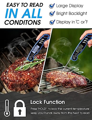 Searon Meat Thermometer,Digital Food Thermometer With Instant Read Out,Backlight And Waterproof,Kitchen Thermometer For Bbq Grilling, Smoker, Baking Turkey #TOP2
