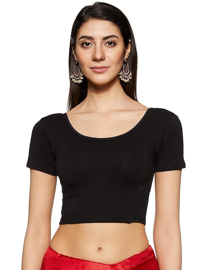 Womens Stretchable Half Sleeve Readymade Saree Blouse-image-15