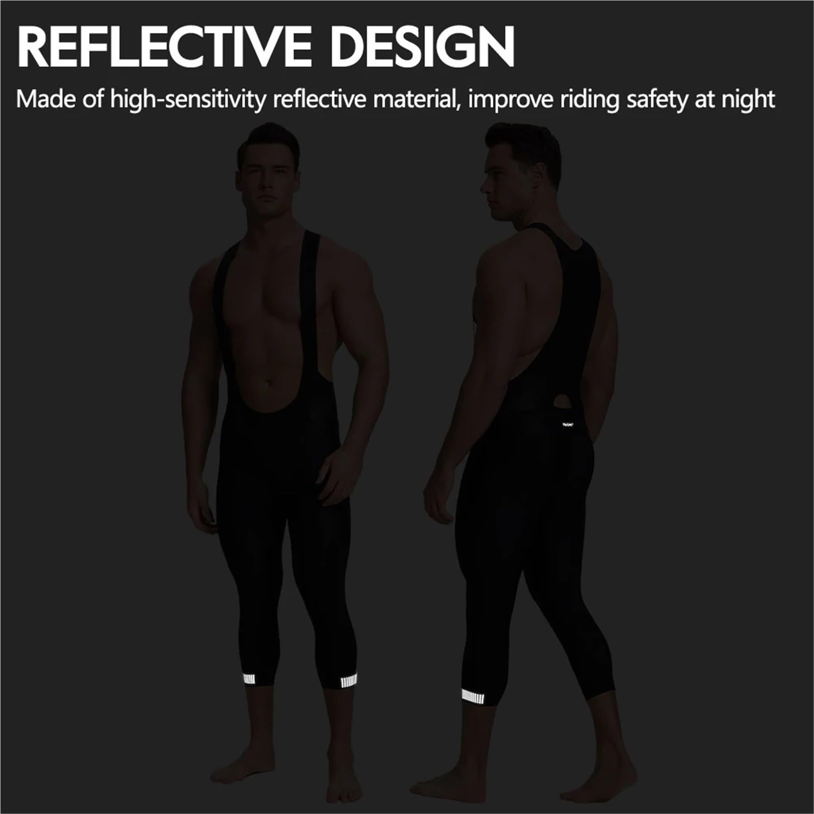 Salopette Ciclismo Pantaloncini da ciclismo da uomo Pantaloni 3/4 Pantaloncini da ciclista da strada Pro Pantaloncini con bretelle Calzamaglia da bicicletta imbottita Bavaglino da moto con interfaccia