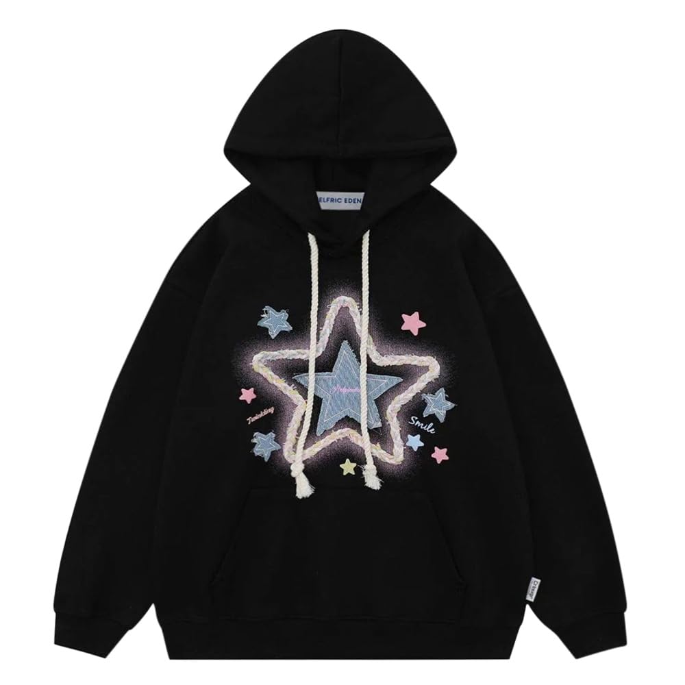 Aelfric Eden Mens Graphic Oversized Hoodie Cartoon Character Print Streetwear Casual hoodies y2k Hooded Sweatshirt