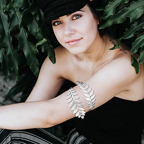RechicGu Silver Tone Greek Roman Laurel Christmas Tree Leaf Bracelet Armband Upper Arm Cuff Armlet Festival Bridal - Image 4