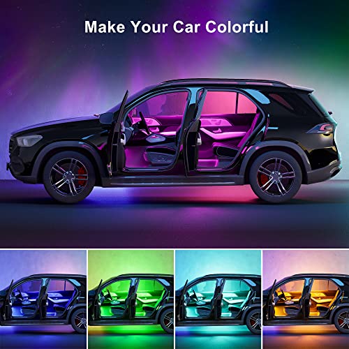 Orahon Car Led Lights,Smart App Control,Rgb Inside Car Lights Diy Dynamic Color Music Mode 4Pcs Strip Lights For Cars With Car Charger, Dc 12V #TOP1