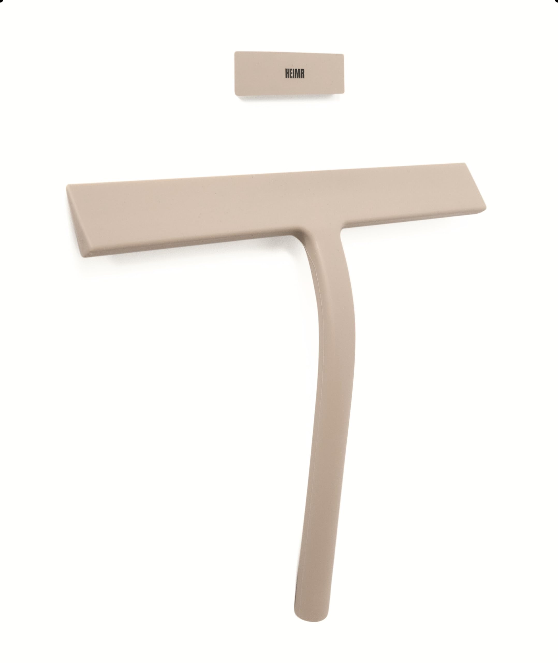 Heimr Taupe Silicone Shower Squeegee With Holder No Drilling - Extra Wide Squeegee & Wiper For Shower - Shower Cubicle Squeegee For Shower Screen - Flitsche Water Squeegee (Taupe)