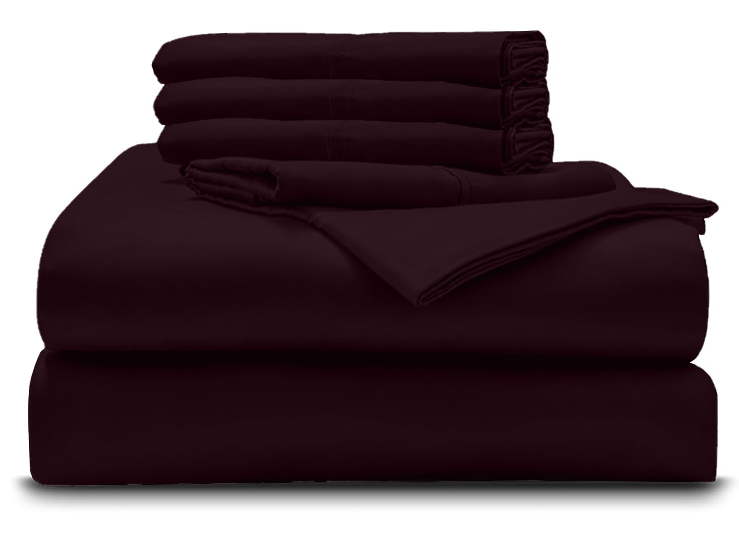 Parure de lit 6 pièces 100% coton égyptien 800 fils satin doux avec 4 taies d'oreiller