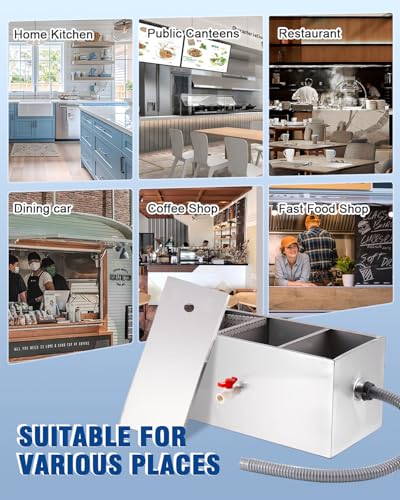 YUCHENGTECH öLabscheider Abwasser 22L 40x24x23cm Fettabscheider Gastronomie Kommerzieller Fettabscheider Fettabscheider Gastronomie mit 1 oberen Einlass für Restaurant Küchen Abwasser