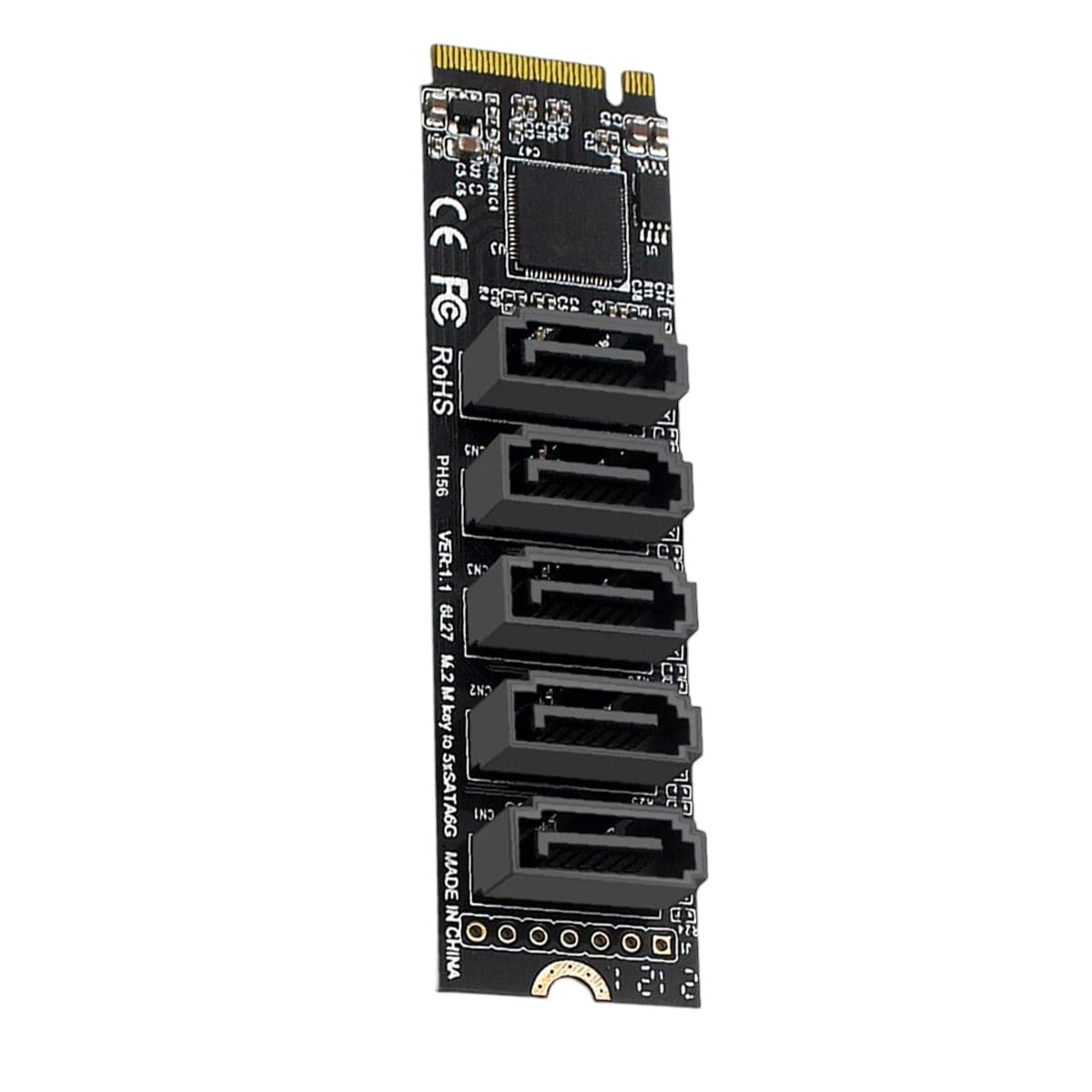 M.2 M-Key Pci to Sata 3.0 Hard Disk Adapter Card JMB585 Chipset Support for Os/Windows/Linux Pm Function New 2025 High Reliable Electronic Component, Precision, Stable Performance