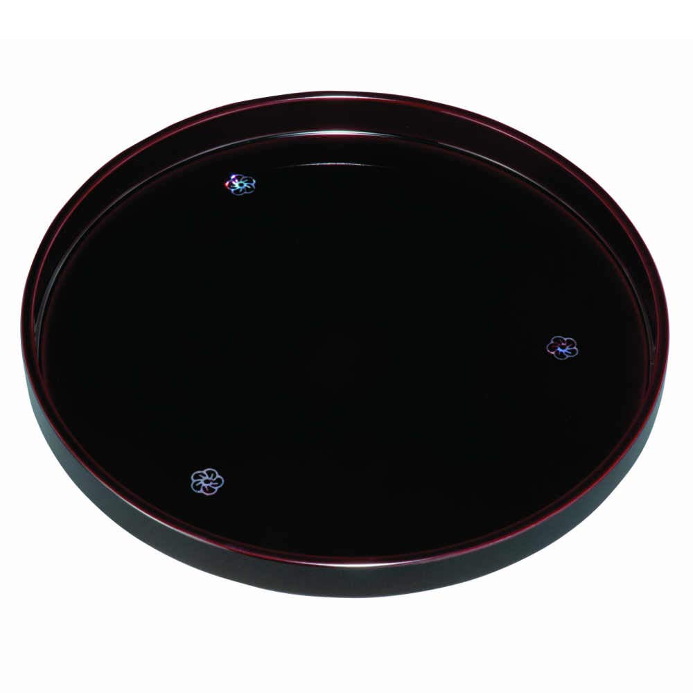 Amazon｜山家漆器店 丸盆 30cm 溜 貝貼 やまと梅 紀州漆器 トレー お盆