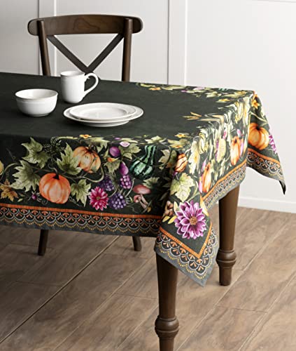 Maison d' Hermine Pumpkin Garden - Dark Green 100% Cotton Tablecloth Kitchen Dining Table Cloth for Rectangle Tables Tabletop Cover for Parties, Wedding Thanksgiving/Christmas (140cm x 180cm) - Image 2