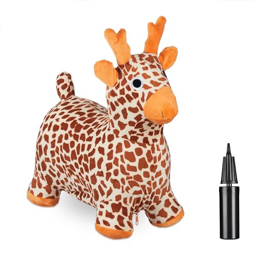 Relaxdays Hüpftier Giraffe, mit Bezug, inklusive Luftpumpe, Hopper bis 50...