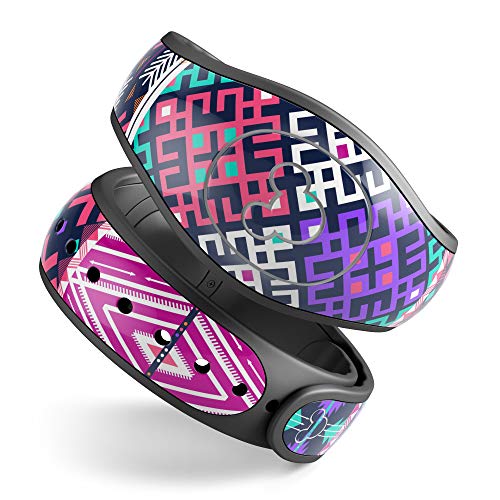 Design Skinz Pink & Teal Modern Colored Aztec Pattern Premium Vinyl Decal Wrap Cover for The Disney MagicBand+ (Fits MagicBand+ for Disney Parks)