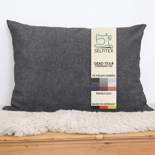 Selfitex Modisches Couchkissen XXL 60x80 cm, Sofakissen mit Füllung und Bezug, kuschelweiches Lesekissen, dekoratives Fernsehkissen, Deko- und Kopfkissen, Rückenkissen (Anthrazit)