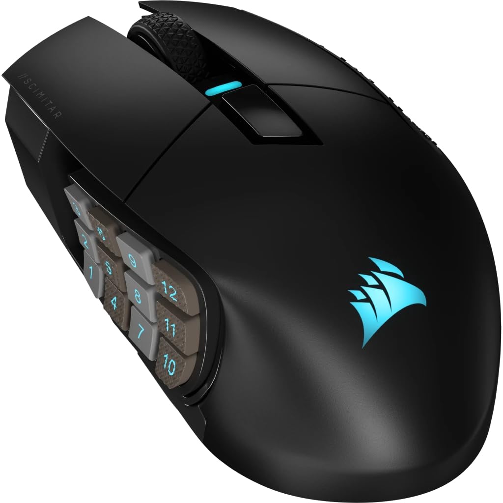 CORSAIR SCIMITAR ELITE WIRELESS MMO Gaming Mouse – 26,000 DPI – 16 Programmable Buttons – Up to 150hrs Battery – iCUE Compatible – PC, PS5, PS4, Xbox – Black