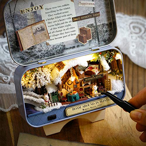 Mini Puppenhaus Miniaturen, DIY Miniatur handgefertigte Box Puppenhaus Kit mit Möbeln LED 3D Puzzles Mini Puppenhaus… – Bild 2