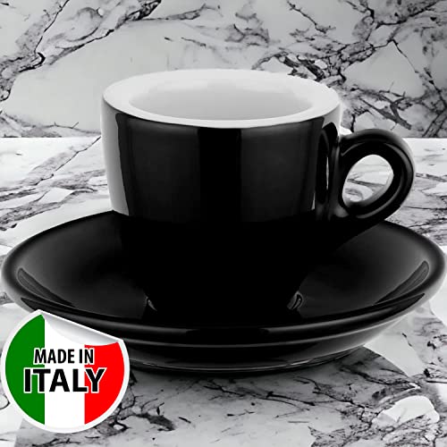 MY Obsession Espresso Cups Set, 56 ml, Extra Thick-Walled, Italian Design, Gift Packaging, Porcelain (2 Cups Black/White) - Image 2