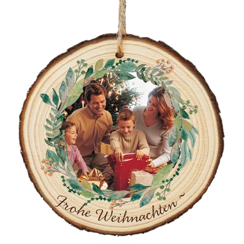 Bemaystar Christbaumkugel Personalisiert- Holz Christbaumschmuck, Weihnachtsdekoration, Foto-Anhänger, Holzanhänger für den Weihnachtsbaum, Personalisierter Familien Weihnachtsdekorationen