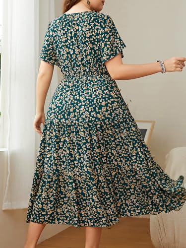 Robe d'été bohème mi-longue à manches courtes coupe fluide - 2