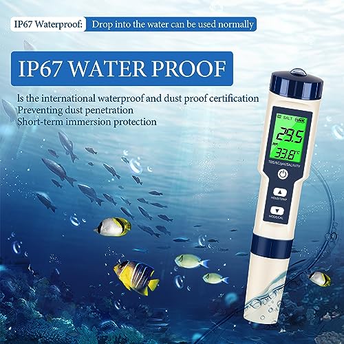 ph meter amp tds meter digital water tester 5 in 1 salinity tester ph temp ec and tds meterph meter for water with lcd backlitwater testing kits for drinking waterwineswimming poolhot tub spas