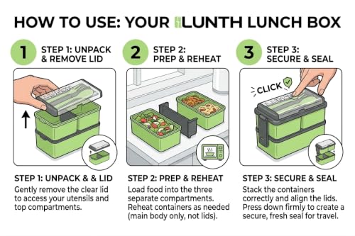 Image of Double Decker 3 Compartment Lunch Box for School & Office, Lunch Box with Cutlery and Lid,Microwave Safe Lunch Boxes | Pista Green - 1400 ML