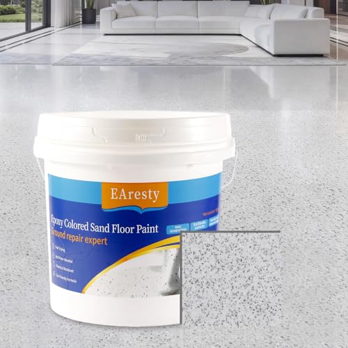 Epoxy Colored Sand Floor Paint Epoxy Floor Paint For Concrete High-Gloss Self-Leveling Epoxy Coating Wear-Resistant & Non-Slip Marble Effect Finish for Interior & Exterior Surfaces (Platinum Cloud Gray 176.36 oz)