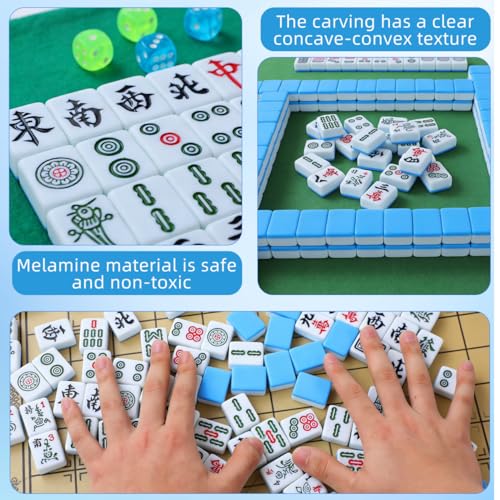 Set Completo de Mahjong Chino con 144 Fichas y Accesorios miniatura 4
