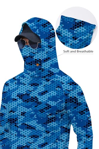 SANGTREE Men's UPF 50+ Sun Protection Hoodie Shirt Long Sleeve UV SPF Fishing Lightweight Shirts with Mask Rash Guard3