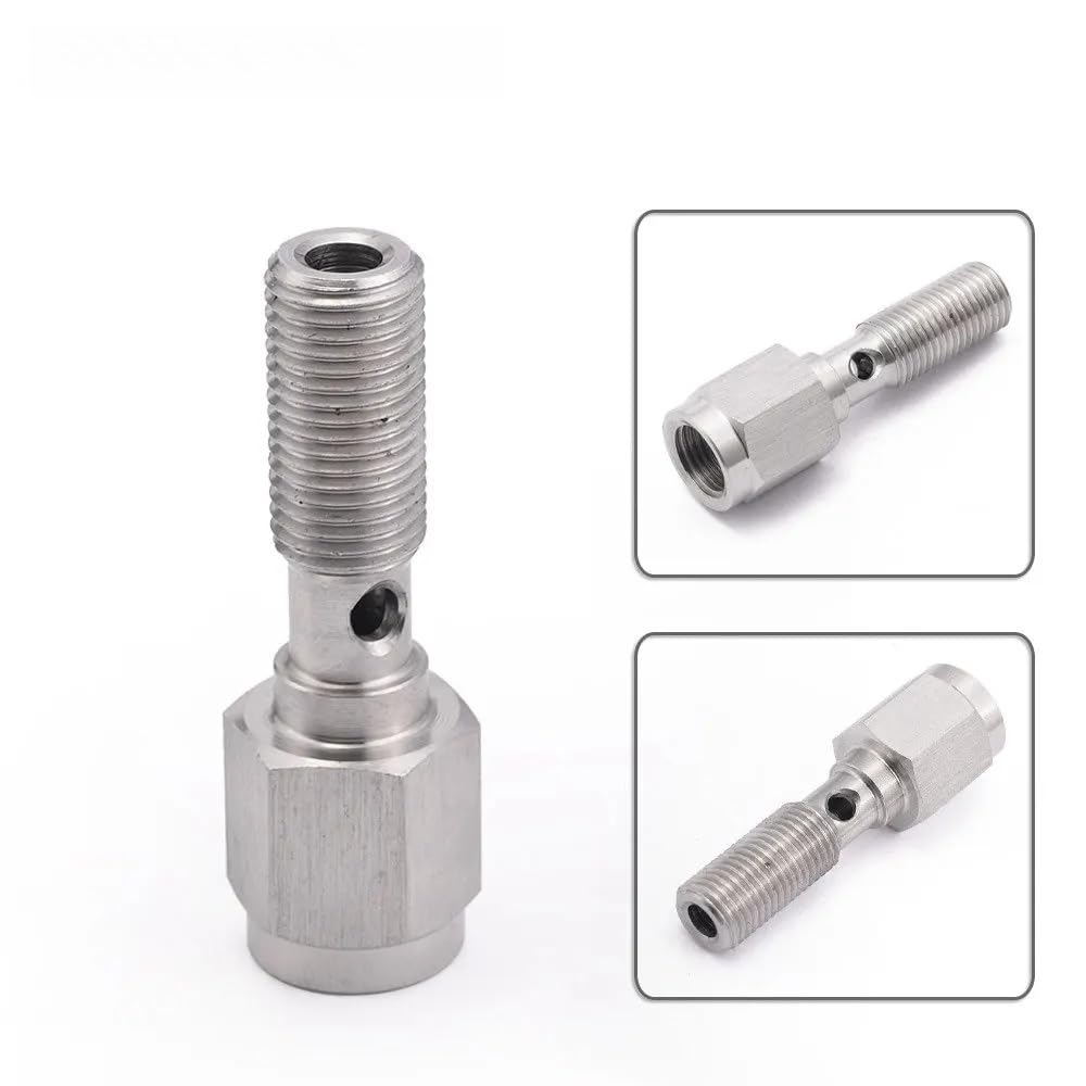 M10X1.0 SUS304 20mm Banjo Bolt + 1/8" NPT Brake Light Switch Port Hose Fitting Adaptor (M10 x 1.0)