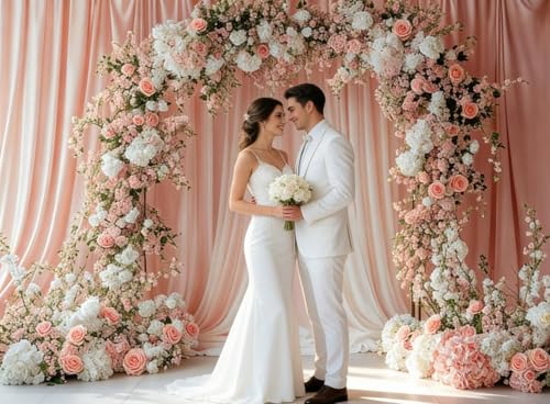 Fondo fotográfico Kate 7x5ft con flores rosas y blancas miniatura 3