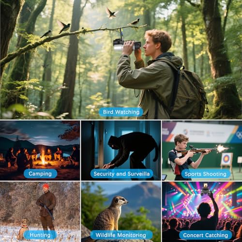 Image of Digital Night Vision Binoculars with 2.4 inch IPS Screen, 12X Zoom Infrared Binoculars with Camera, Built-in Display, Includes 32GB Memory Card for Bird Watching, Hiking, Travel