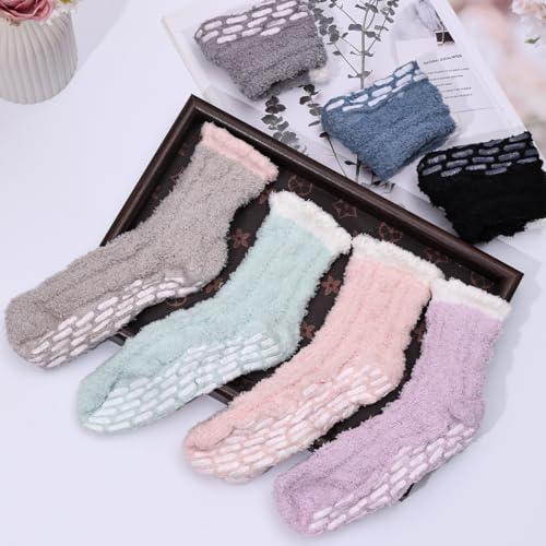 Image of Tergy 6 /20 Pairs Fuzzy Socks Soft Cozy Fluffy Warm Winter Sleep Plush Bed Microfiber Slipper Fleece Socks for Women