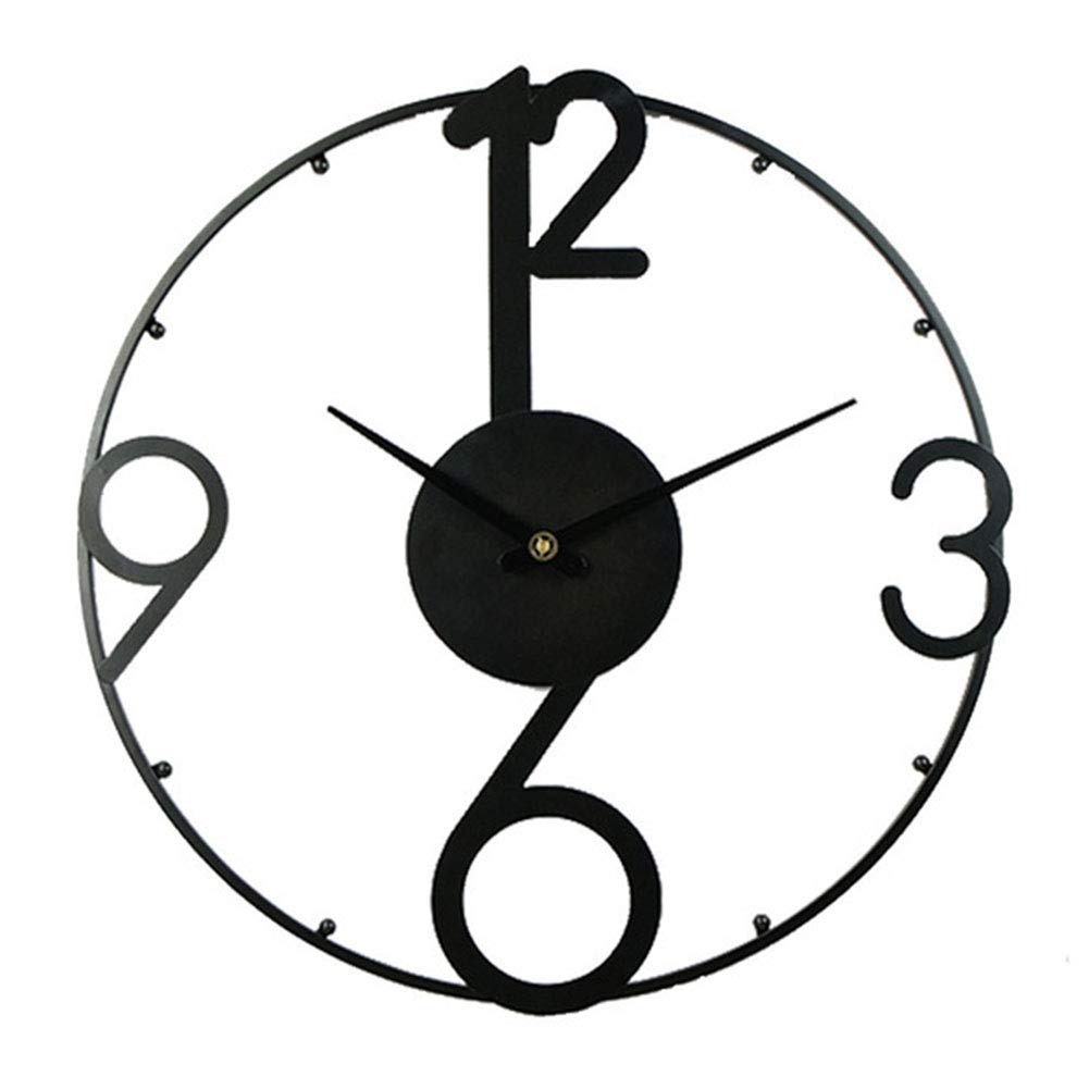 VHKJewE Metal Arab Numeral Clock Black 51 cm