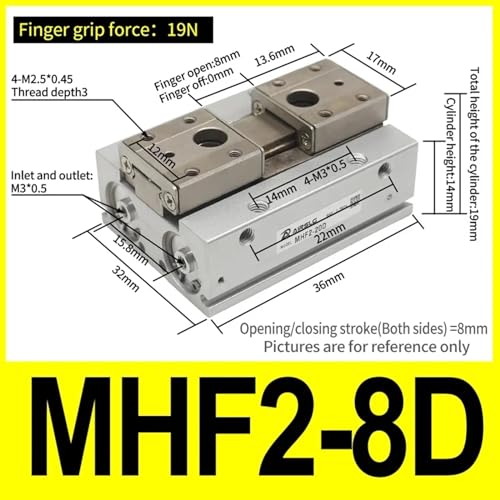 Cylindre pneumatique MHF2-8D à profil bas et pince parallèle - 3
