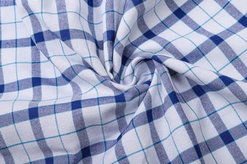 Image of SANGTREE Men's Premium Oxford Cotton Short Sleeve Shirts, Classic Stripes, Ideal for Business & Leisure, Blue White,XX-Large